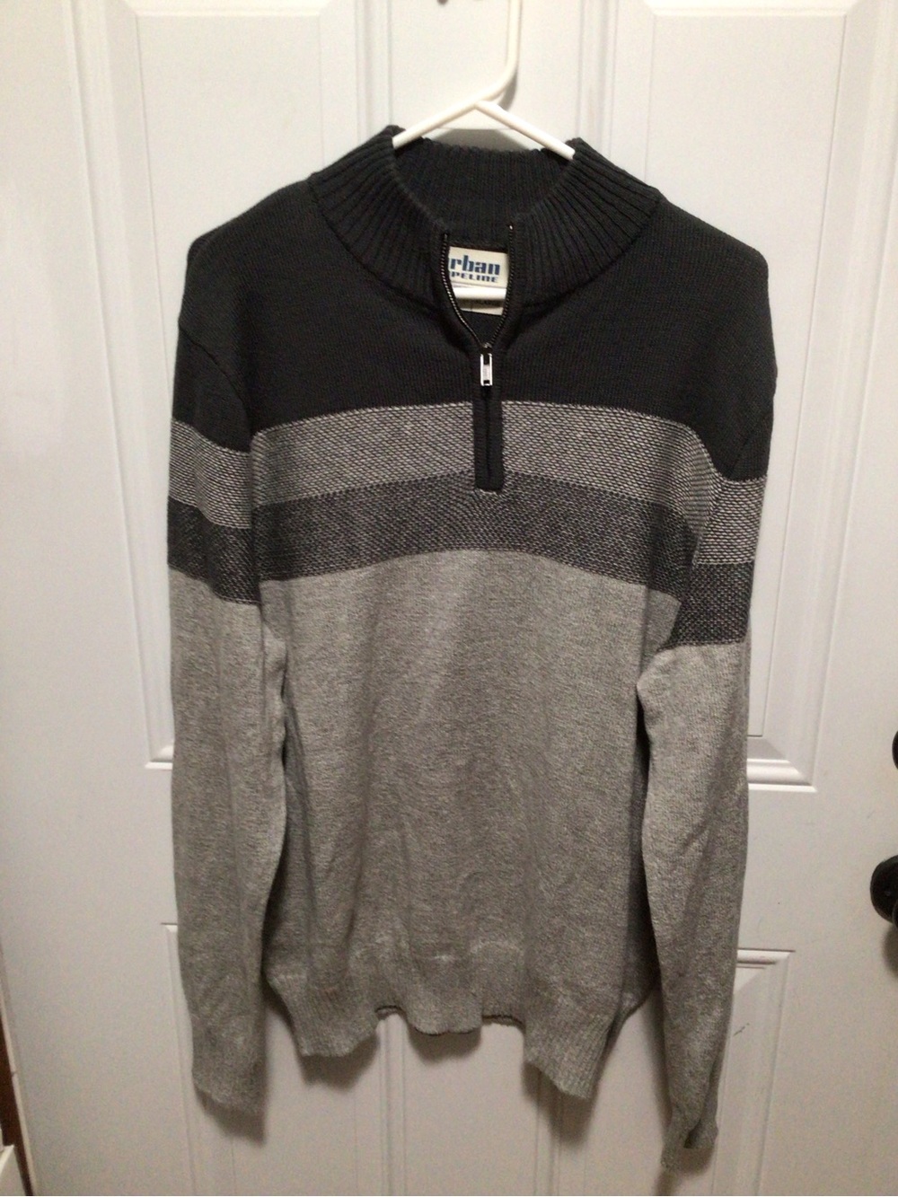 urban pipeline Black and Gray Striped Half-Zip Pullover